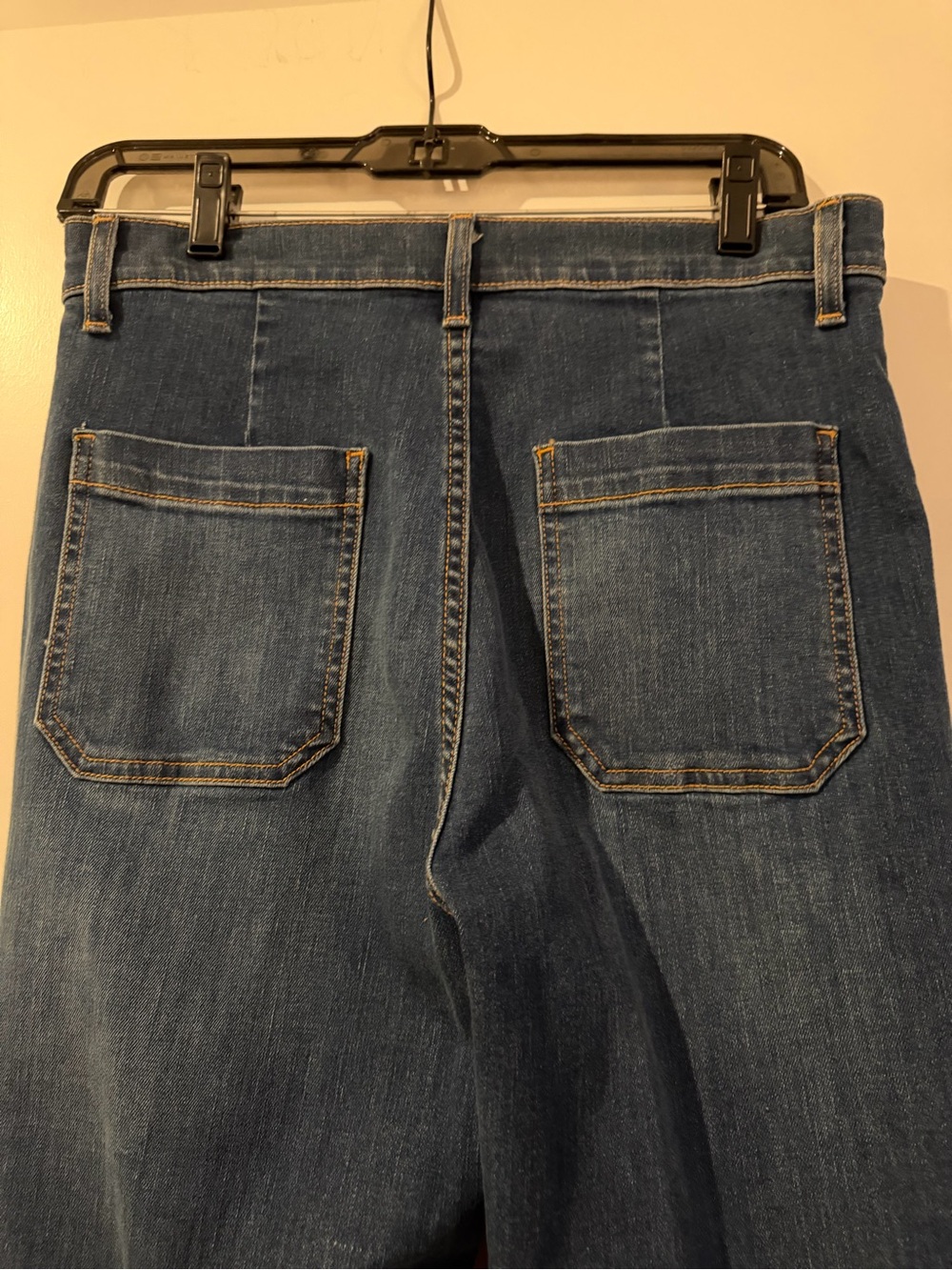 Ramy Brook Dark Blue High-Rise Wide-Leg Jeans with Front Button Placket - Picture 3 of 6